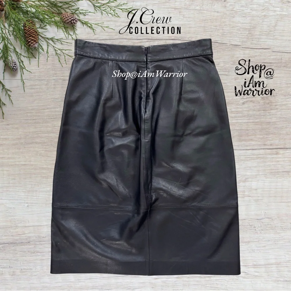 J.Crew Collection genuine leather a-line midi-skirt *shop@iamwarrior